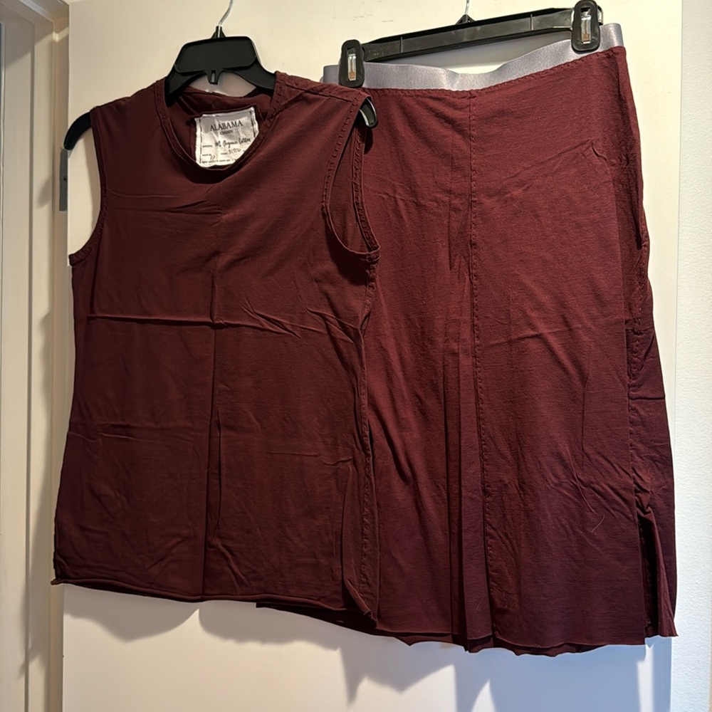 Alabama Chanin skirt and T in plum